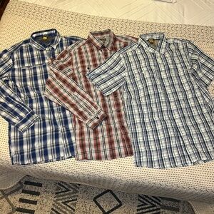Eddie Bauer‎ TRAVEX Men's small Quick Dry Hiking Button Ups Plaid (3 total!!)
